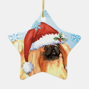 Ornement Étoile En Céramique Howlidays heureux Pekingese