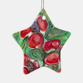 Ornement Étoile En Céramique Imaginaire Fleurs rouges (Droite)