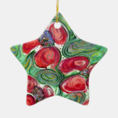 Ornement Étoile En Céramique Imaginaire Fleurs rouges (Devant)