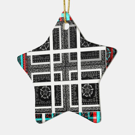 Ornement Étoile En Céramique Impression À damiers Motif (Gauche)