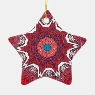 Ornement Étoile En Céramique Impression d'art de motif tribal ethnique sindhi