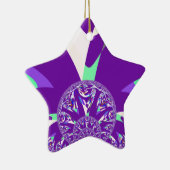 Ornement Étoile En Céramique Imprimante d'art bleu rétro Cyan Kaleidoscope (Droite)