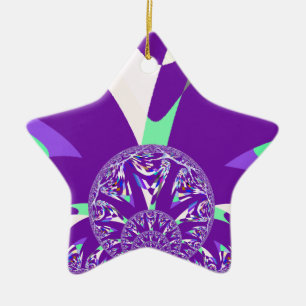Ornement Étoile En Céramique Imprimante d'art bleu rétro Cyan Kaleidoscope