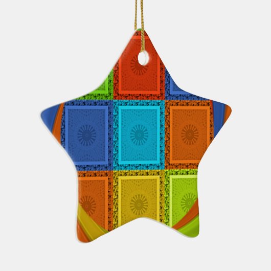 Ornement Étoile En Céramique Imprimer À damiers (Droite)