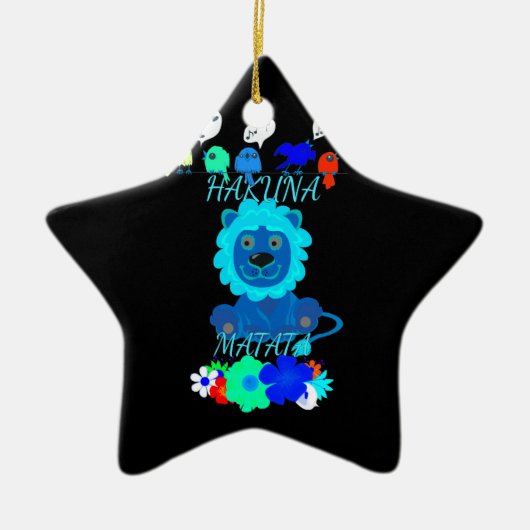 Ornement Étoile En Céramique Imprimer Hakuna Matata Lion (Devant)