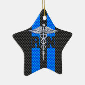 Ornement Étoile En Céramique Infirmière inscrite RN Caduceus Carbon Fiber Style (Droite)