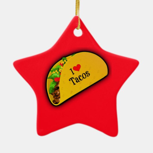Ornement Étoile En Céramique J'adore les Tacos (Dos)