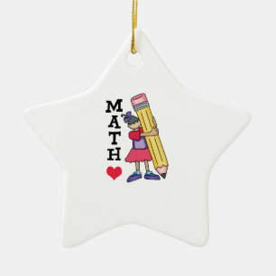 ORNEMENT ÉTOILE EN CÉRAMIQUE J'AIME DES MATHS
