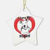 Ornement Étoile En Céramique J'aime mon logo de PitBull (Gauche)