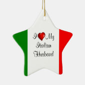 Ornement Étoile En Céramique J'aime mon mari italien (Droite)