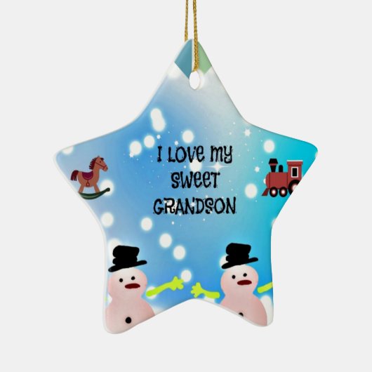 Ornement Étoile En Céramique J'Aime Mon Petit-Fils Doux (Droite)
