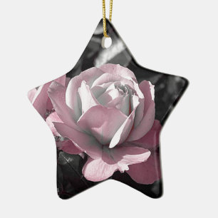 Ornement Étoile En Céramique Jardin rose rose