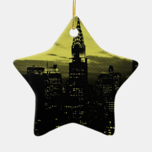 Ornement Étoile En Céramique Jaune pointu Noir New York City