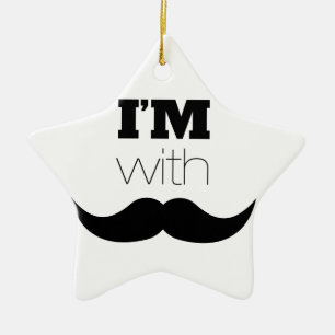 Ornement Étoile En Céramique Je suis avec Moustache
