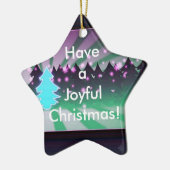 Ornement Étoile En Céramique Joyeux Arbres de Noël Tons d'Ornement Vert (Gauche)