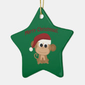 Ornement Étoile En Céramique Joyeux Noël! Singe (Gauche)