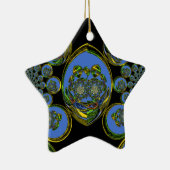 Ornement Étoile En Céramique Kaleidoscope bleu et jaune Imprimer (Droite)