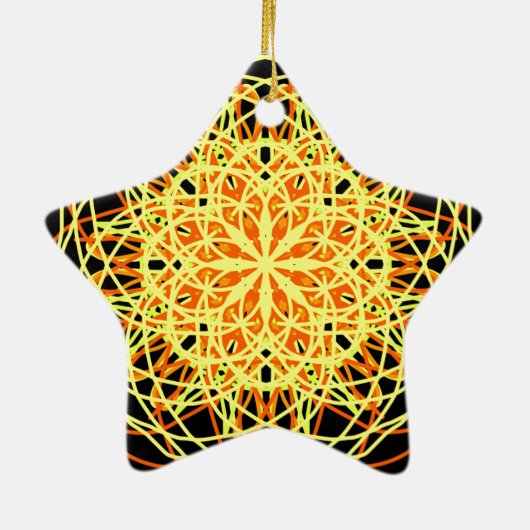 Ornement Étoile En Céramique Kaleidoscope Mandala Art Energy Fleur Jaune (Dos)