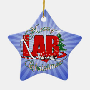 ORNEMENT ÉTOILE EN CÉRAMIQUE LAB PHLEBOTOMISTE NOËL