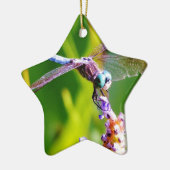 Ornement Étoile En Céramique libellule turquoise et violette (Gauche)