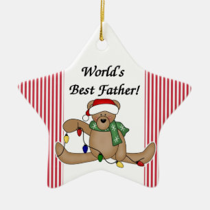 Ornement Étoile En Céramique L'ornement du meilleur père du monde de Teddy Bear