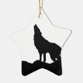 Ornement Étoile En Céramique Loup solitaire debout sur une colline (Gauche)