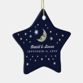 Ornement Étoile En Céramique Marine Blue Gold & White Moon & Stars Mariage Pers (Droite)