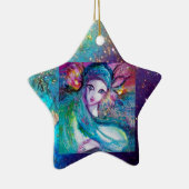 Ornement Étoile En Céramique MASQUE EN BLEU, Étoile Monogramme (Droite)