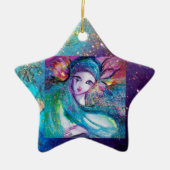 Ornement Étoile En Céramique MASQUE EN BLEU, Étoile Monogramme (Devant)