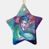 Ornement Étoile En Céramique MASQUE EN BLEU, Étoile Monogramme (Gauche)