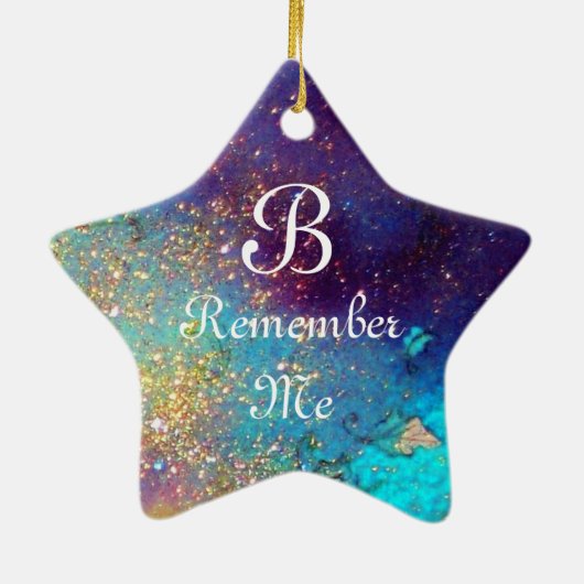 Ornement Étoile En Céramique MASQUE EN BLEU, Étoile Monogramme (Dos)