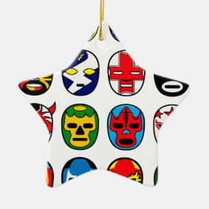 Ornement Étoile En Céramique Masques de lutte mexicains de Lucha Libre Luchador