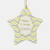 Ornement Étoile En Céramique Modern yellow, grey, ivory chevron pattern custom (Droite)