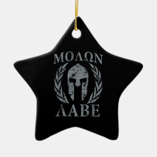 Ornement Étoile En Céramique Molon Labe Grunge Armure spartiate (Devant)