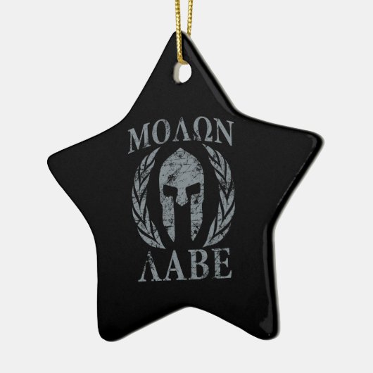Ornement Étoile En Céramique Molon Labe Grunge Armure spartiate (Gauche)