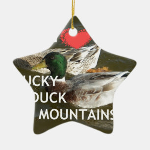 Ornement Étoile En Céramique Montagnes de canard Ducky.