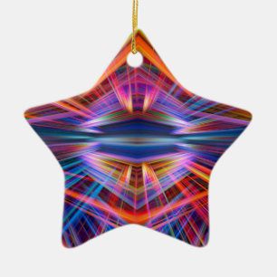 Ornement Étoile En Céramique Motif de faisceaux de lumière colorés