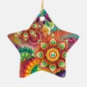 Ornement Étoile En Céramique Motif de fleurs Abstraites aux couleurs vives (Devant)