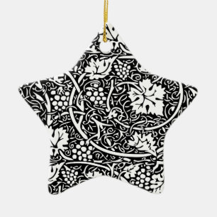 Ornement Étoile En Céramique Motif de vigne de raisin noir et blanc de William