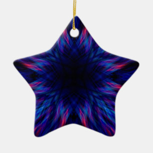 Ornement Étoile En Céramique Motif pourpre et bleu
