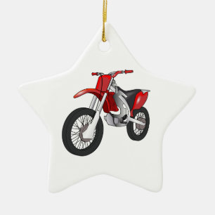 Ornement Étoile En Céramique Moto rouge et noire tous terrains/Enduro