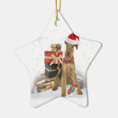 Ornement Étoile En Céramique Noël d'Airedale Terrier (Gauche)