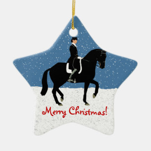 Ornement Étoile En Céramique Noël de cheval de dressage de Milou