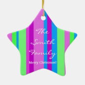 Ornement Étoile En Céramique Noël de famille dans vert et le pourpre (Dos)