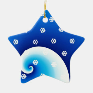 Ornement Étoile En Céramique Noël Vagues Côtières Bleues
