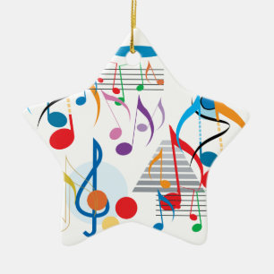 Ornement Étoile En Céramique Notes musicales