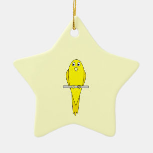 Ornement Étoile En Céramique Oiseau jaune. Canari