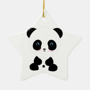 Ornement Étoile En Céramique Ours panda de rougissement mignon
