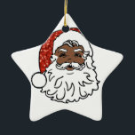 Ornement Étoile En Céramique paillettes noir santa claus<br><div class="desc">"black père Noël",  "african american",  "afro american",  "african noël",  "african père Noël",  kwanzaa,  kwanza,  "black noël",  "santa claus",  noël,  Noël,  Noël,  "red white",  paillettes,  parties scintillant,  père Noël,  "fun noël",  rétro, </div>