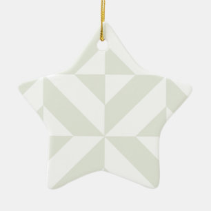 Ornement Étoile En Céramique Pale Gray Geometric Deco Cube Pattern